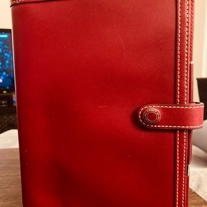 Vintage Coach Red Leather Notebook Cover With Coach Ink Pen